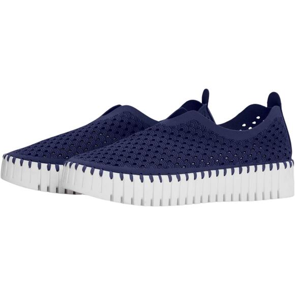 NWT Ilse Jacobsen Tulip 3373 Women's Platform Slip-On Shoes Dark Indigo Size 10 - Picture 1 of 6